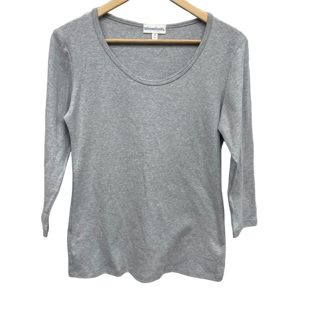 Travelsmith 3/4 Sleeve Basic Everyday minimal‎ Shirt Classic Small Grey MADE USA